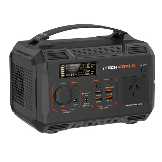 iTechworld PS300 300W LiFePO4 Power Station – Reliable Power for Phones, Laptops & 12V Fridges