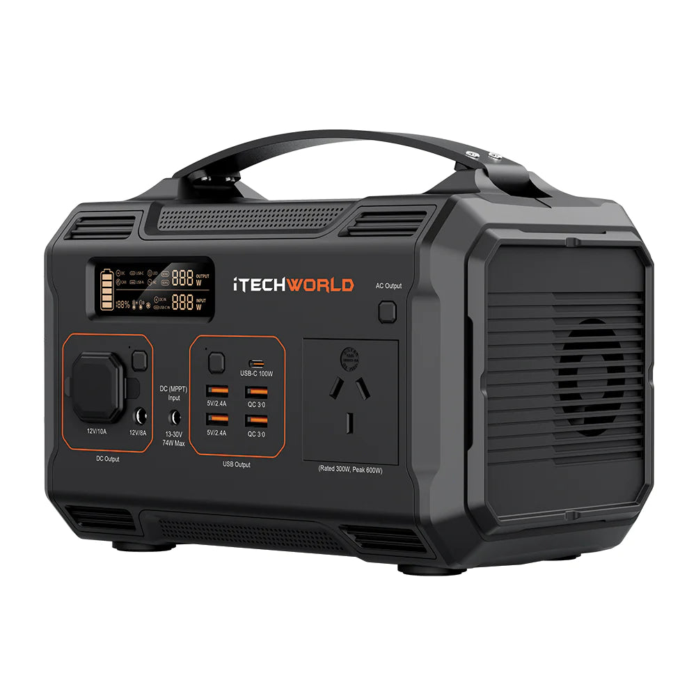 iTechworld PS300 300W LiFePO4 Power Station – Reliable Power for Phones, Laptops & 12V Fridges