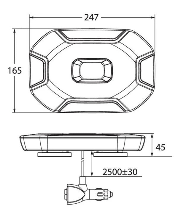 Low voltage 10-30V Amber LED Mini Bar Magnetic Beacon, Class 1 Amber Beacon