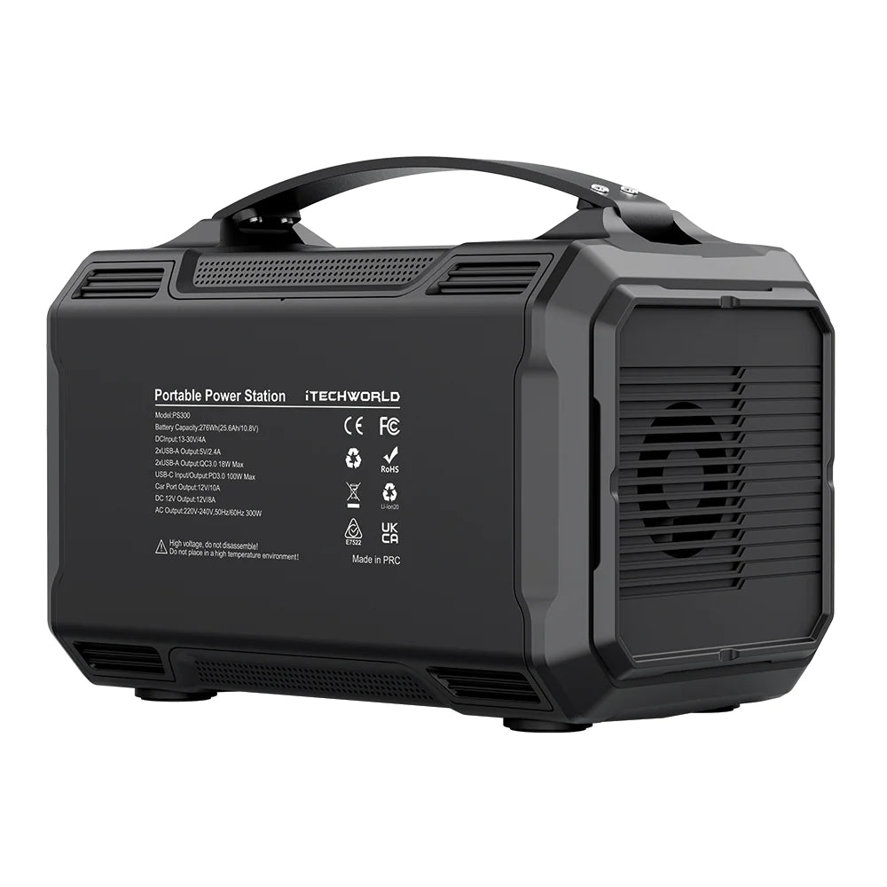iTechworld PS300 300W LiFePO4 Power Station – Reliable Power for Phones, Laptops & 12V Fridges
