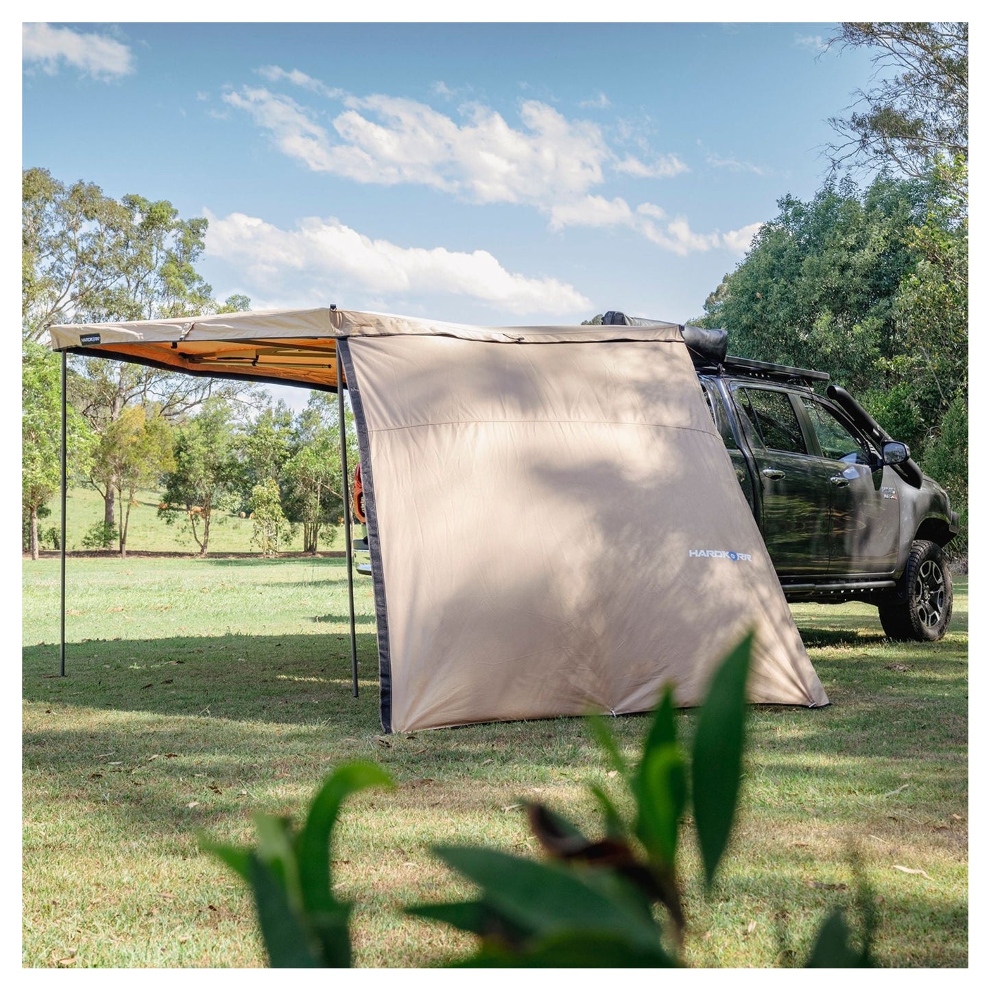 Hard Korr 270 Degree Freestanding Awning Back Wall
