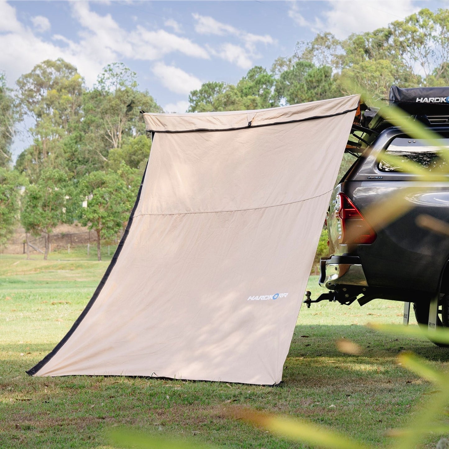 Hard Korr 270 Degree Freestanding Awning Back Wall