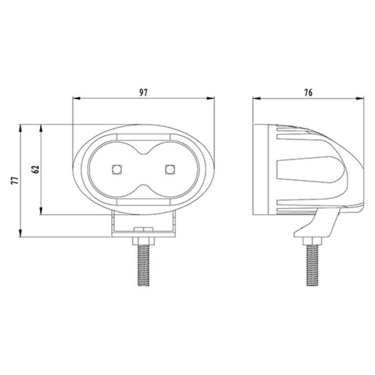 Hard Korr LED Driving Light Twin 10W Flood