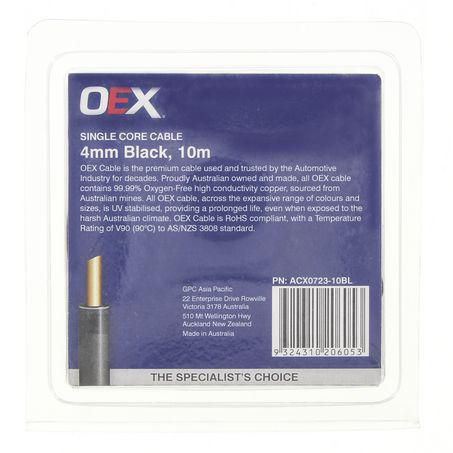 OEX 4mm Single Core Automotive Cable, Black - 10m Blister Pack