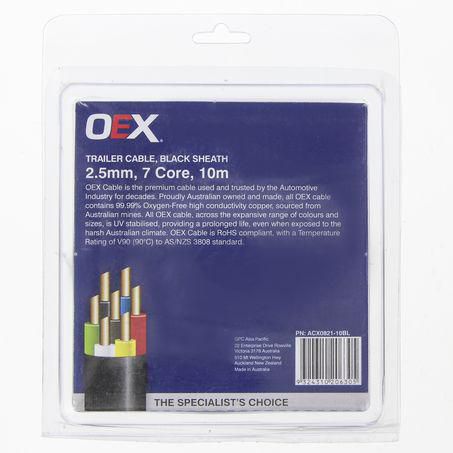 OEX 2.5mm 7 Core Trailer Cable, With Black Sheath - 10m Blister Pack