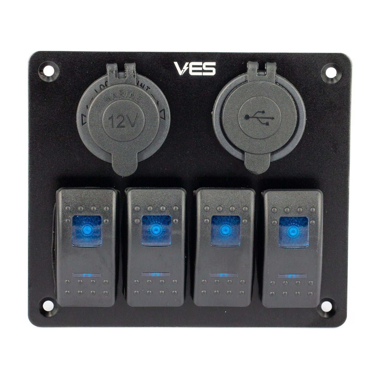 4 Rocker Switch + Marine Cig Socket + USBC QC / USB QC Socket including on/off button