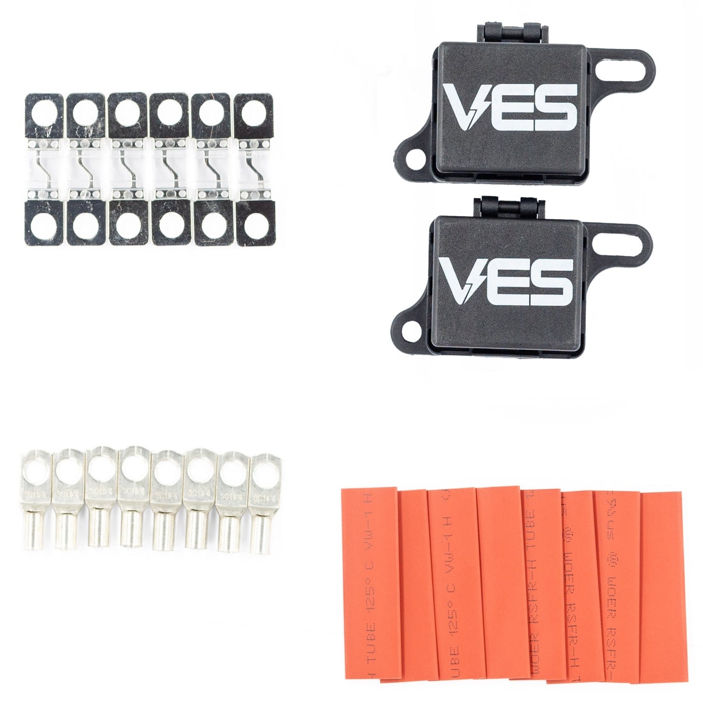 Midi Fuse Kit Dual Holder 60 AMP 2 Holders 6 Fuses 8 Terminals 8 Heat shrink