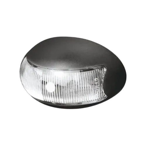 Roadvision 10-30V Oval LED White Marker Lamp featuring a clear polycarbonate lens and black ABS base.