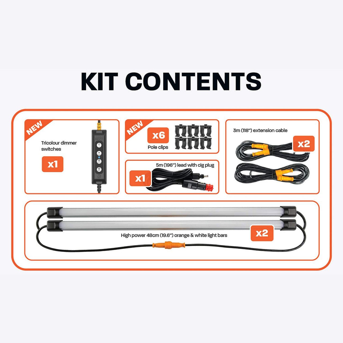 Hard Korr 2 Bar LED Camp Light Kit – Waterproof, Magnetic Mount, Tri-Colour Dimming