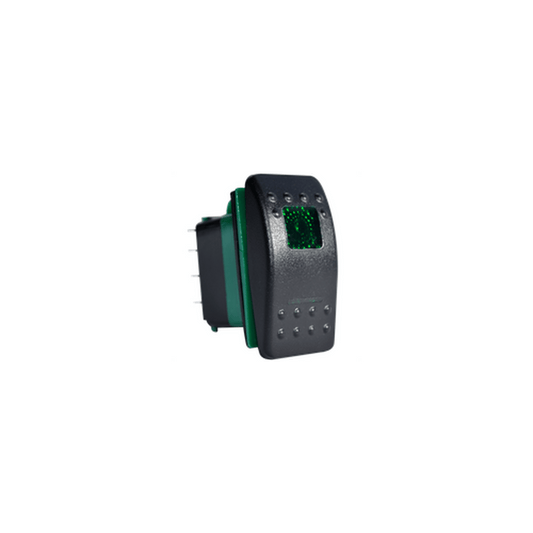 Enerdrive 7 Pin On-Off-(On) DPDT Rocker Switch, Green