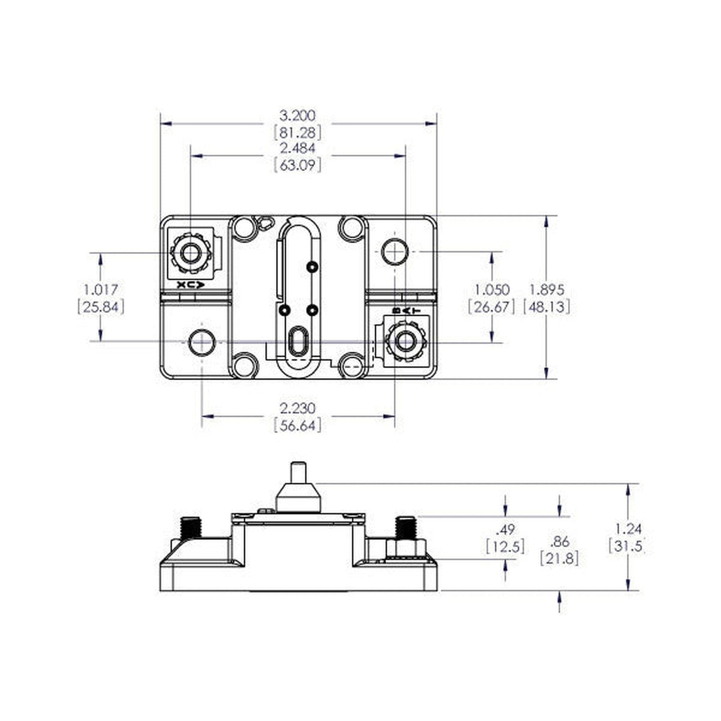 Enerdrive 285-Series Circuit Breakers Surface Mount 5/16 Stud 70A