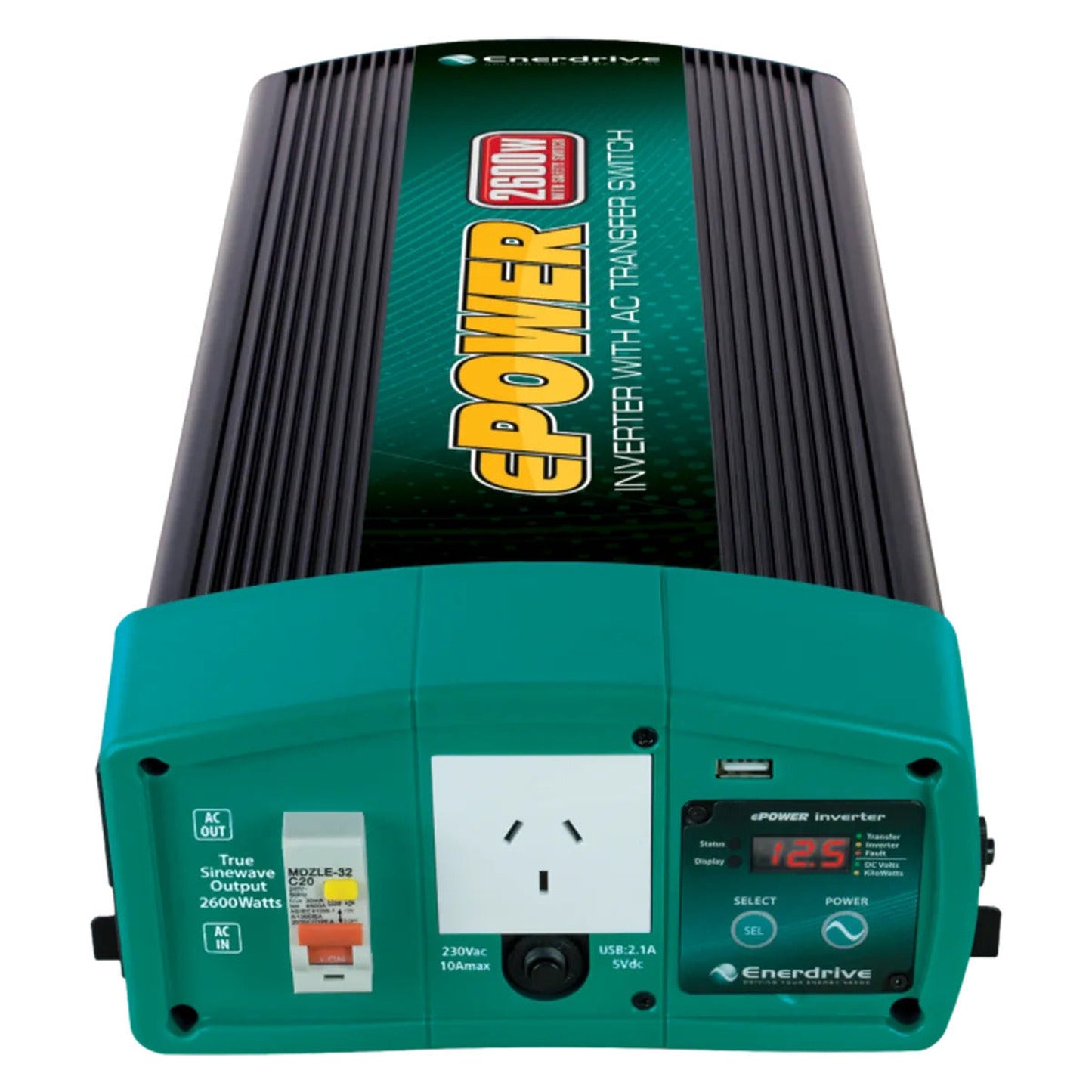 Enerdrive ePOWER 2600W 12V Pure Sine Wave Inverter with RCD & AC Transfer Switch