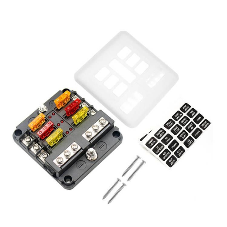 Fuse Panel 6 Fuse Positive Input and Negative Input with indicator - 100amp combined rated
