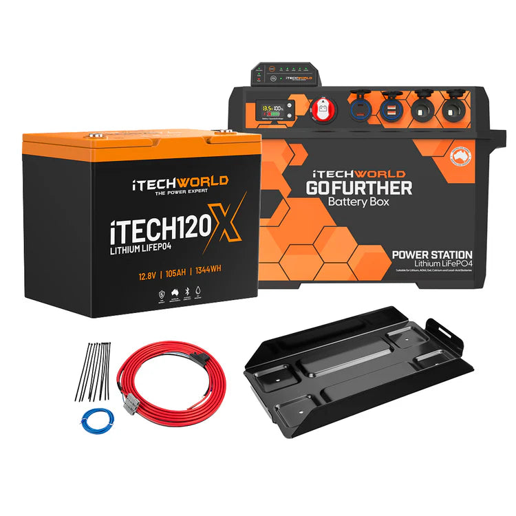 GoFurther Battery Box Bundle with iTECHDCDC25 Charger and iTECH120X Lithium Battery