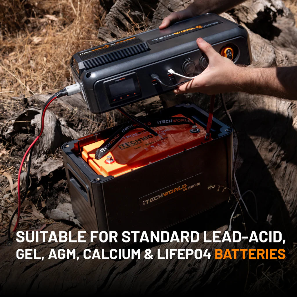 Premium GoFurther Dual Battery System With iTECHDCDC40 Battery Charger and iTECH120X PRO Lithium Battery with Bluetooth