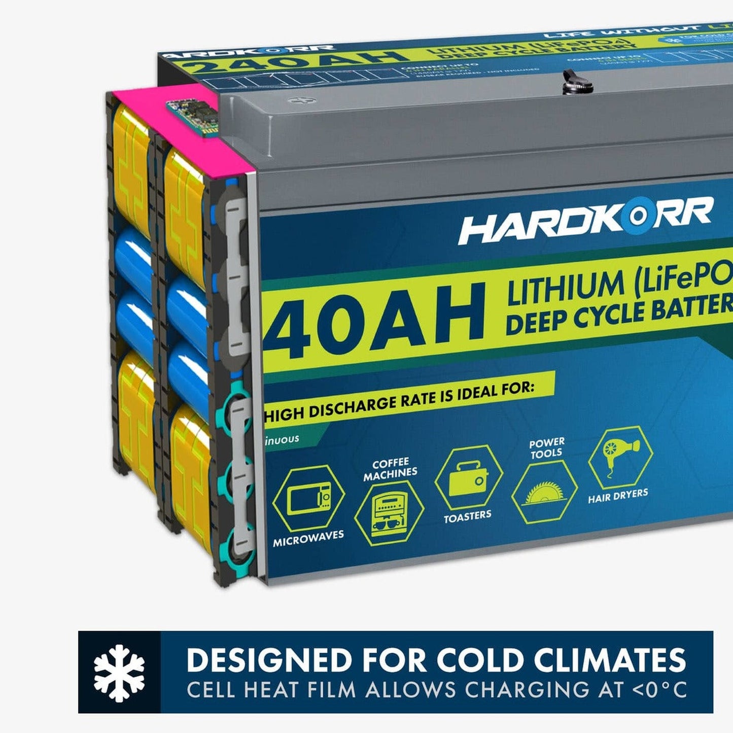 Hardkorr 240Ah Cold Climate Lithium (LiFePO4) Deep Cycle Battery w/Bluetooth