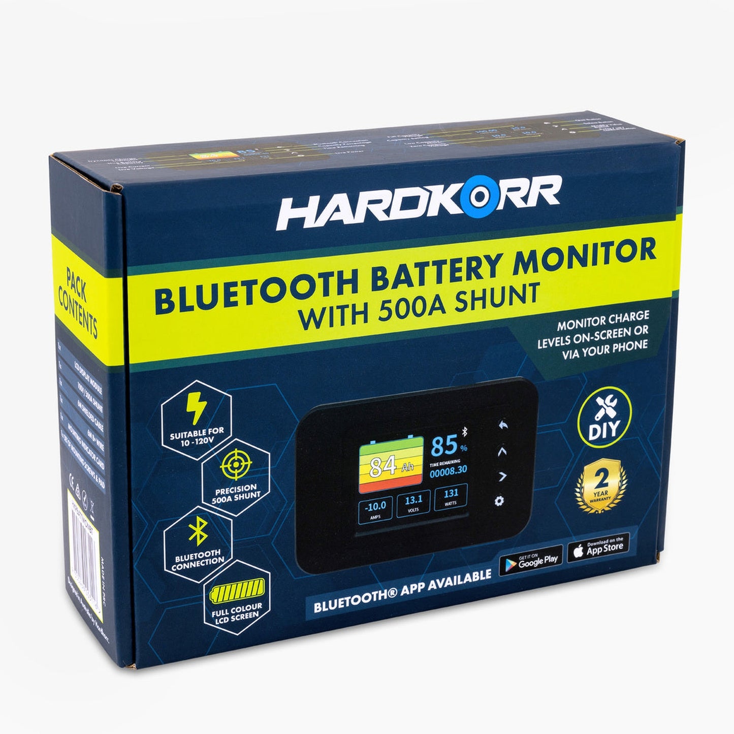 Hardkorr Bluetooth Battery Monitor with High-Precision 500A Shunt
