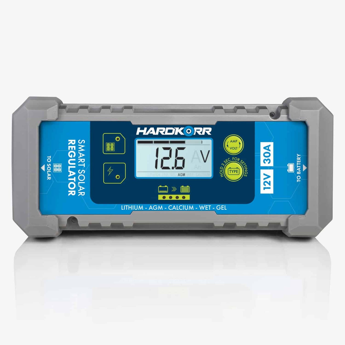 Hard Korr 30A Waterproof Lithium-Compatible PWM Solar Regulator