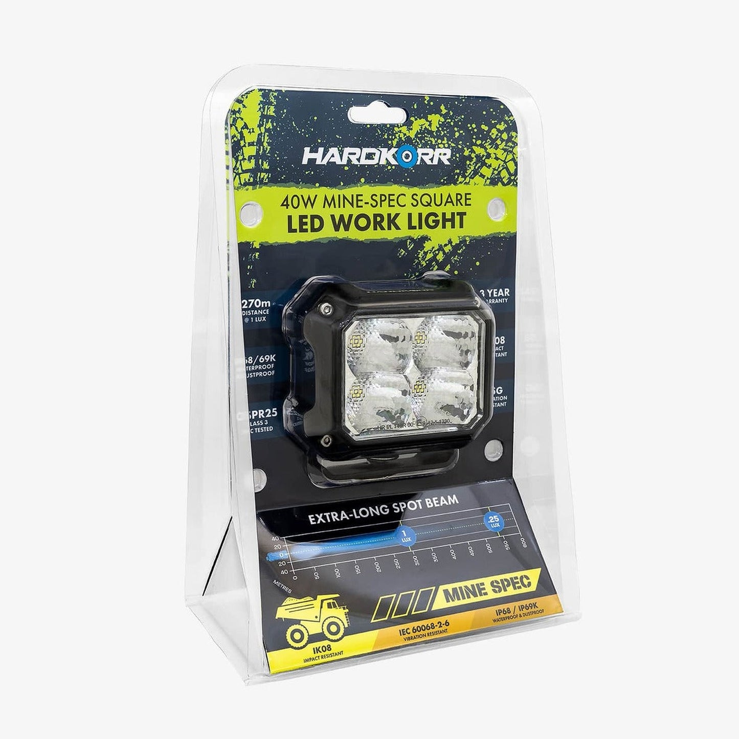 Hard Korr 40W Mine-Spec Square Led Work Light 1 Lux @ 270M