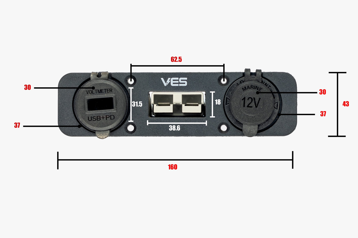 VES Anderson Panel with Cigarette Lighter and USB C + USB QC