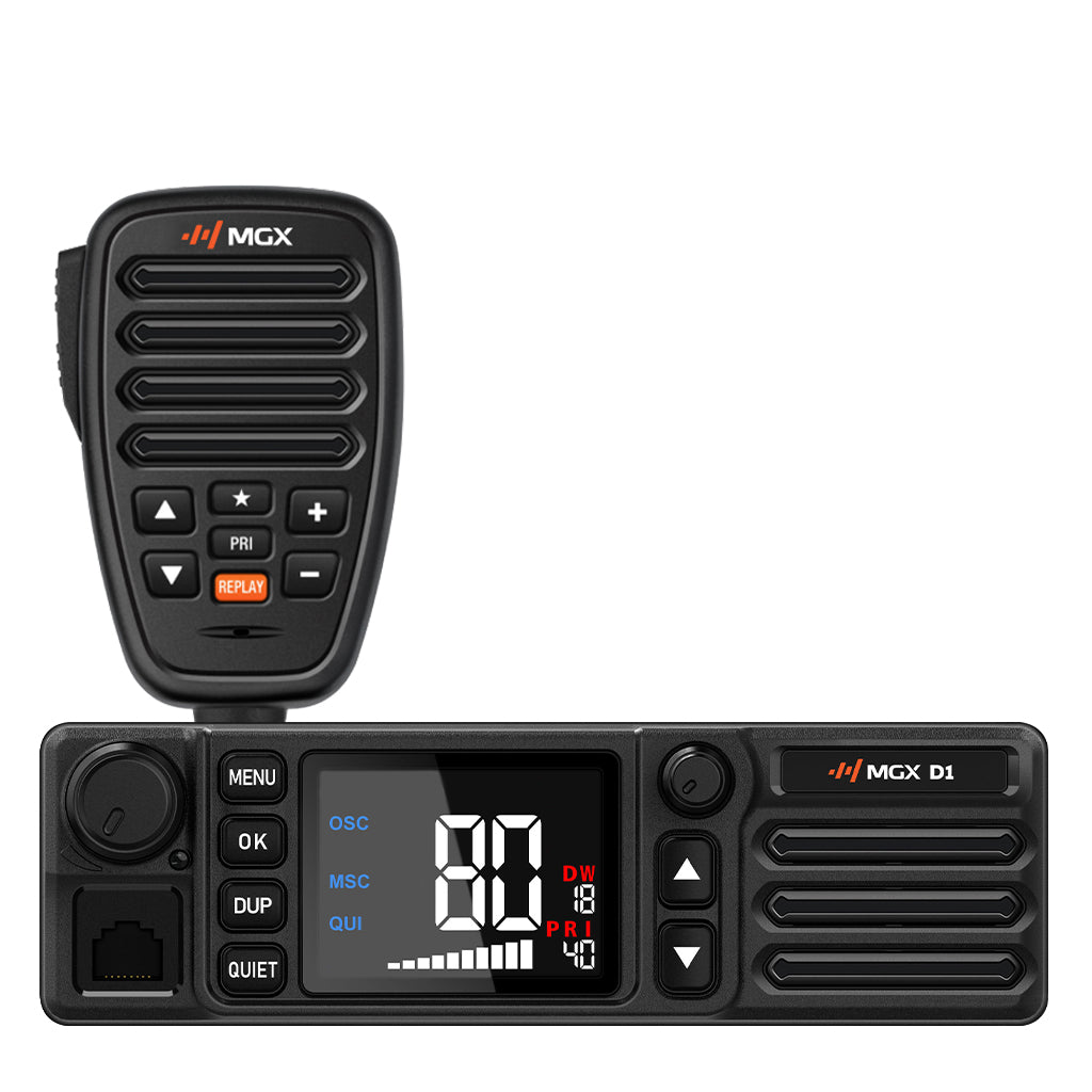 MGX D1 DIN-Mount 12/24V Hybrid CB/LMR Radio – IP66, Selcall, Dual Watch