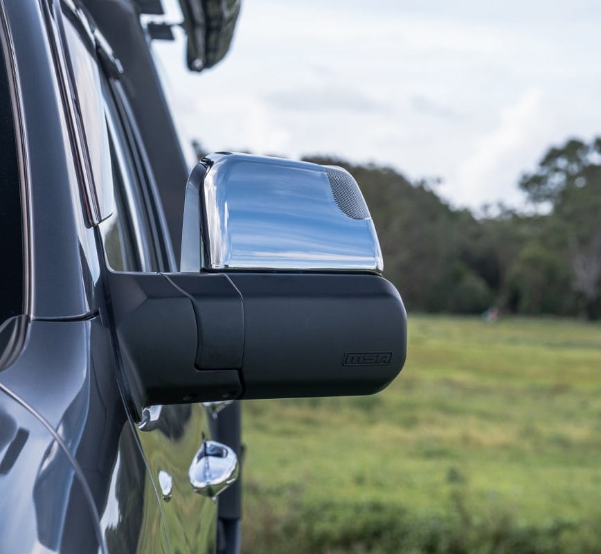 MSA POWER FOLD™ Chrome Electric Towing Mirrors for Ford Everest UA – Indicators & ADR Compliant
