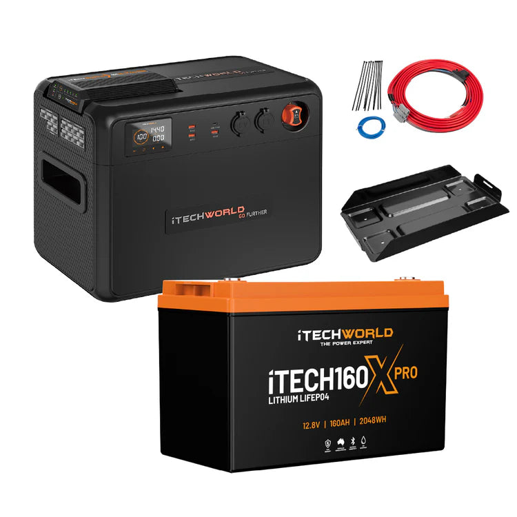 iTechworld Premium GoFurther Battery Box Bundle with iTECHDCDC40 + iTECH160X Pro Lithium Battery with Bluetooth