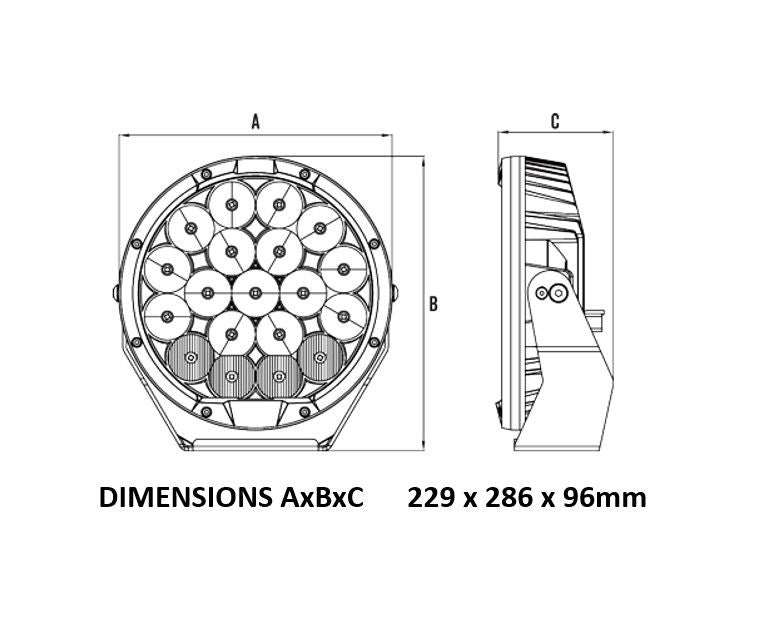 Roadvision 9" LED Driving Light Set DLE2 11-32V 19x5W 105W 10400lm IP68 Combo Beam + Covers Pair