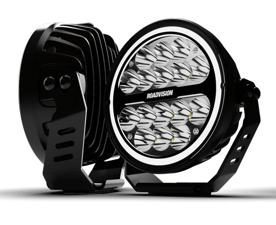 Roadvision LED Driving Light 7" S7 Stealth Series Spot Beam 10-30V 16 x 3W Osram LEDs 5130lm Halo Ring IP67 TMT 5700K