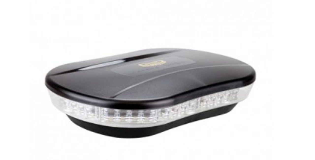 LED Light Bar Micro Revolver 10-30V Amber/Clear Lens Fixed 20W 10 Function SAE Class 1