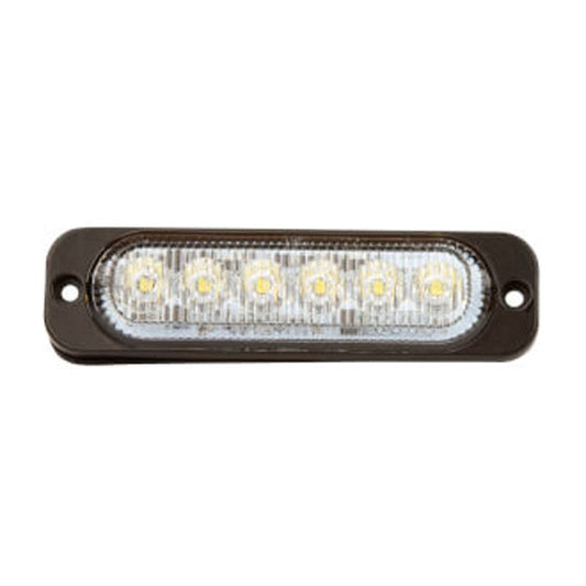 Roadvision LED Stobe Module White Surface Mount 10-30V 6 LED 18W 12 Flash Patterns Synchronizable Class 1 120x32x14mm