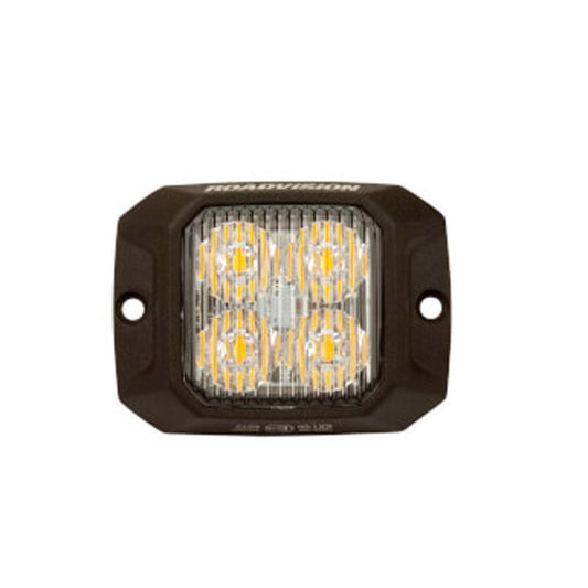 Roadvision LED Strobe Module Amber Surface Mount 10-30V 4 LED 12W 10 Flash Patterns Synchronizable Class 1 73x55x14mm