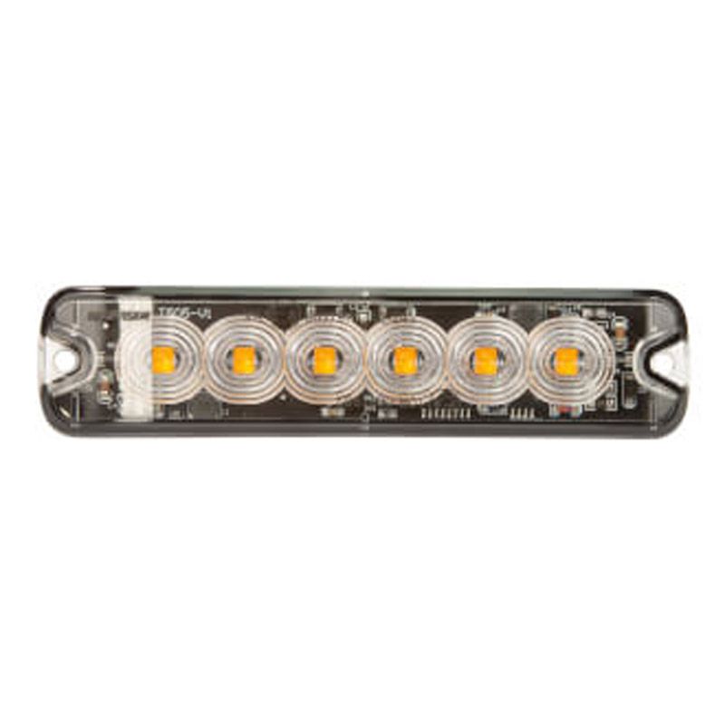 Roadvision LED Strobe Module Amber Surface Mount 10-30V 6 LED 18W 19 Flash Patterns Synchronizable Class 1 130x30x9mm