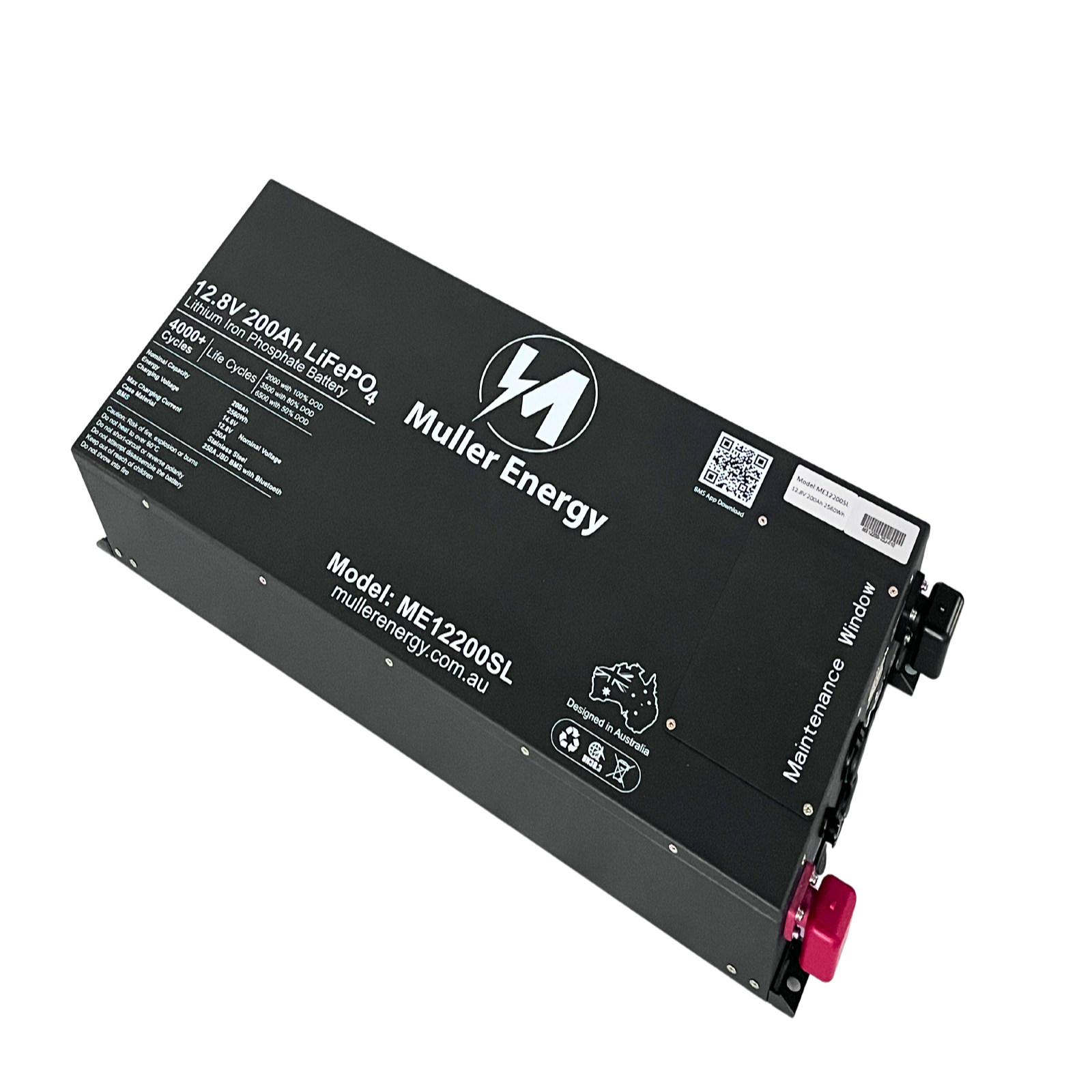 Muller Energy 12V 200Ah Slimline LiFePO4 Lithium Battery