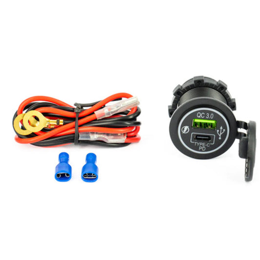 12/24V USB-C PD + QC3.0 Charger Socket with Smart IC & Fuse