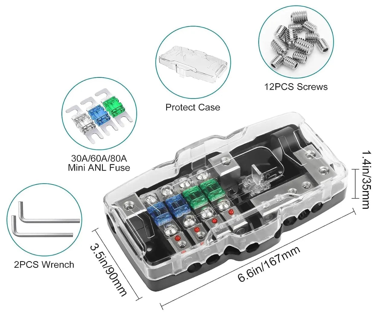 Midi Fuse Holder with Terminal Inputs - 300amp Rated @ 12V