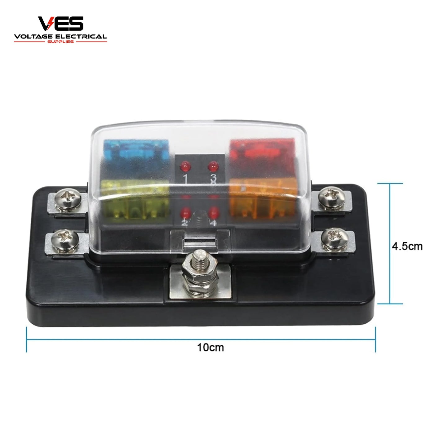 VES 4 Way Blade Fuse Box with LED Indicator