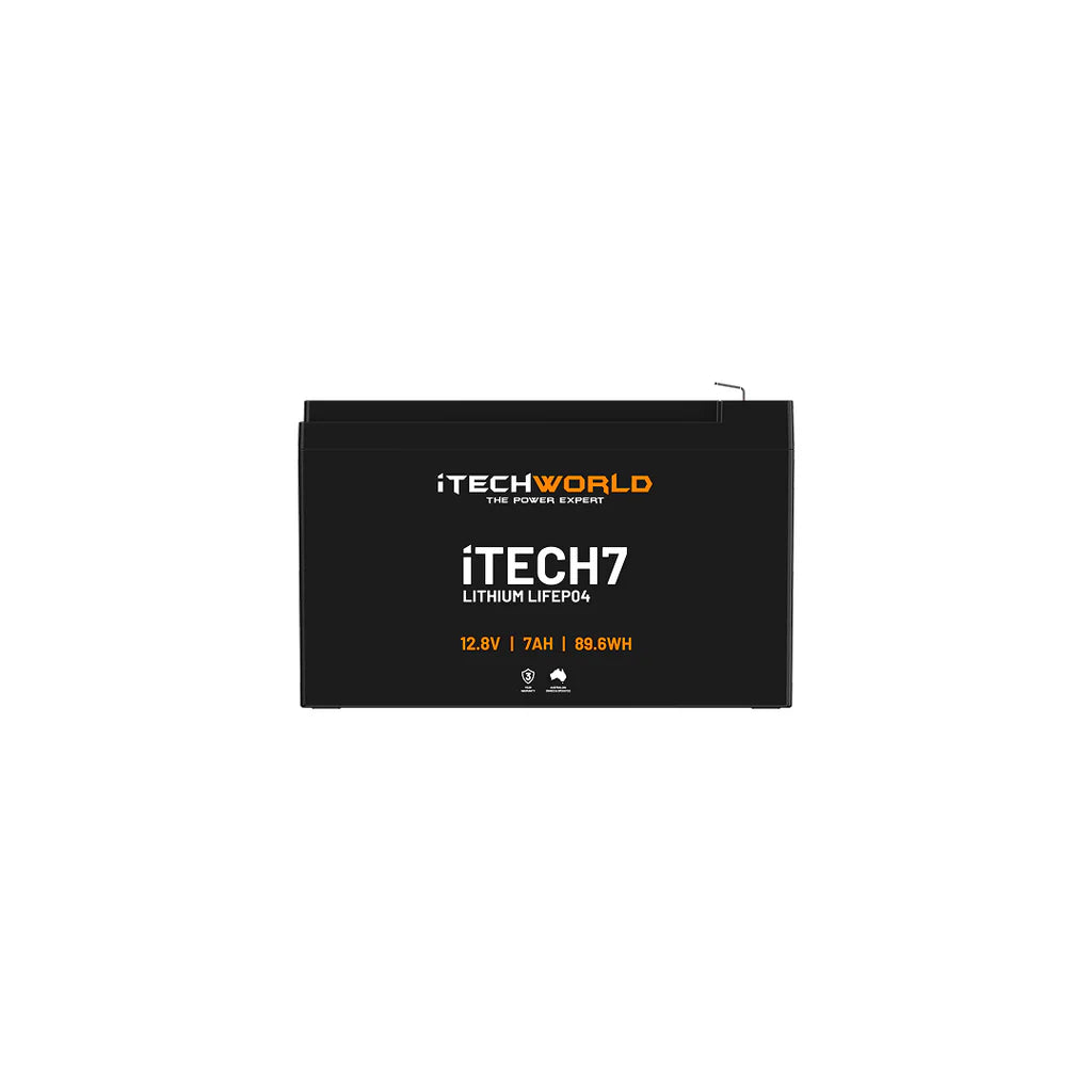 iTECH7 Deep Cycle Lithium Battery LiFePO4 7Ah - Lifepo4 Deep Cycle Camping Rv Solar Nbn Alarm