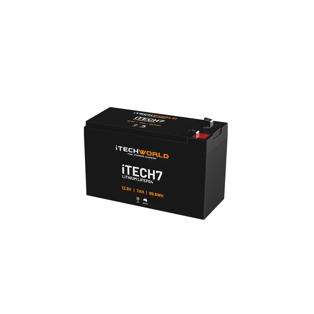 iTECH7 Deep Cycle Lithium Battery LiFePO4 7Ah - Lifepo4 Deep Cycle Camping Rv Solar Nbn Alarm