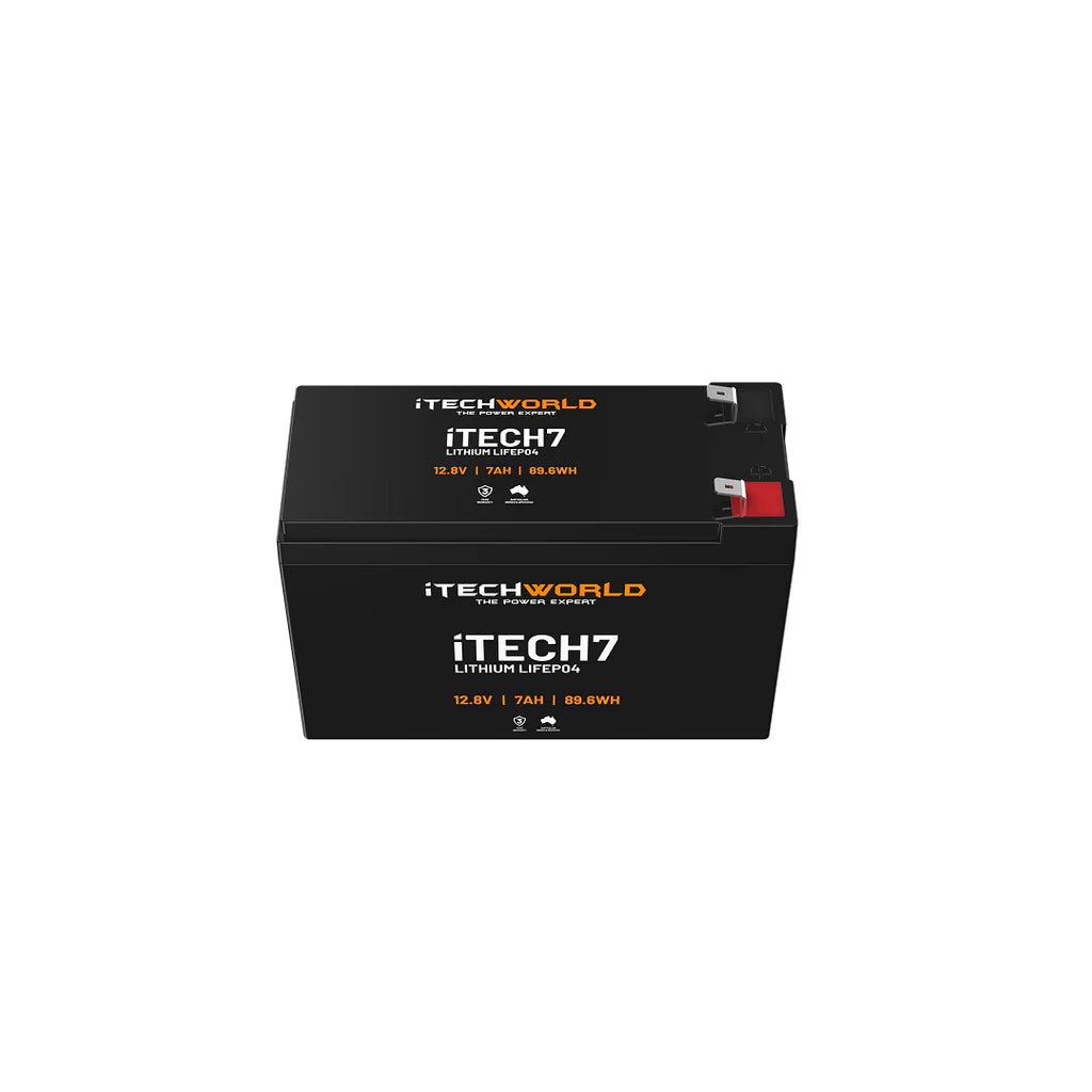 iTECH7 Deep Cycle Lithium Battery LiFePO4 7Ah - Lifepo4 Deep Cycle Camping Rv Solar Nbn Alarm