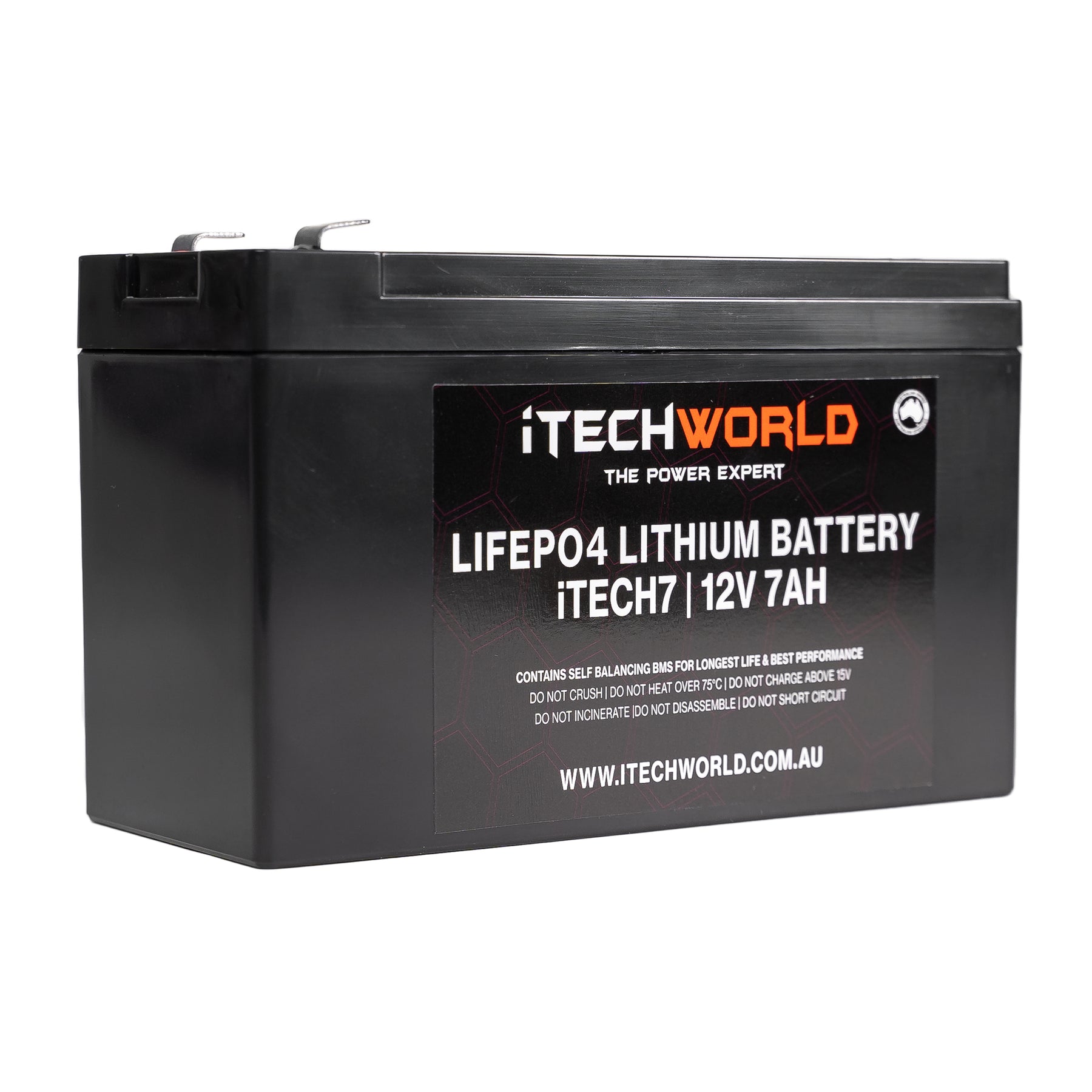 Itech7 12V 7Ah Lithium Ion Battery - Lifepo4 Deep Cycle Camping Rv Solar  Nbn Alarm