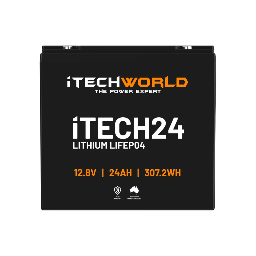 iTECH24 12V 24Ah LiFePO4 Battery for RV, Solar, Golf Buggy