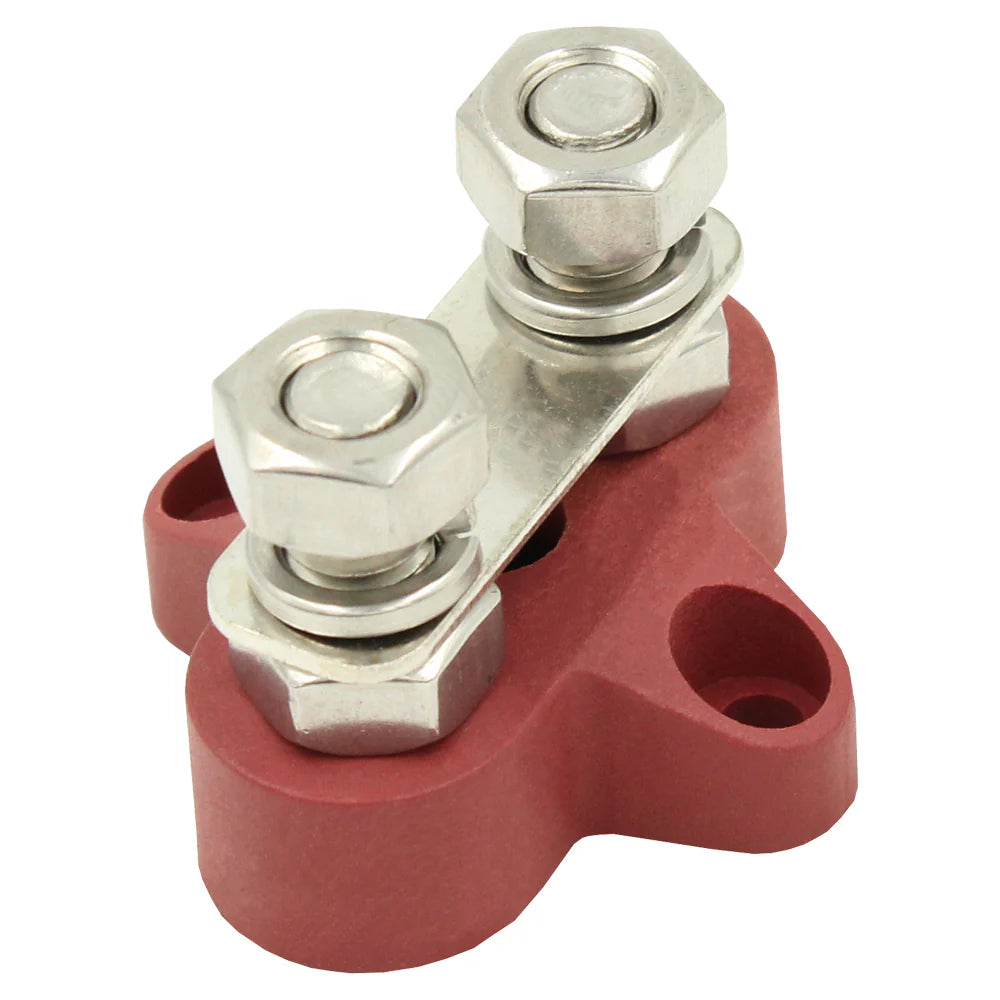 Marine-Grade Twin M8 Bus Bar Red (150A @12V) – Side Mount Design
