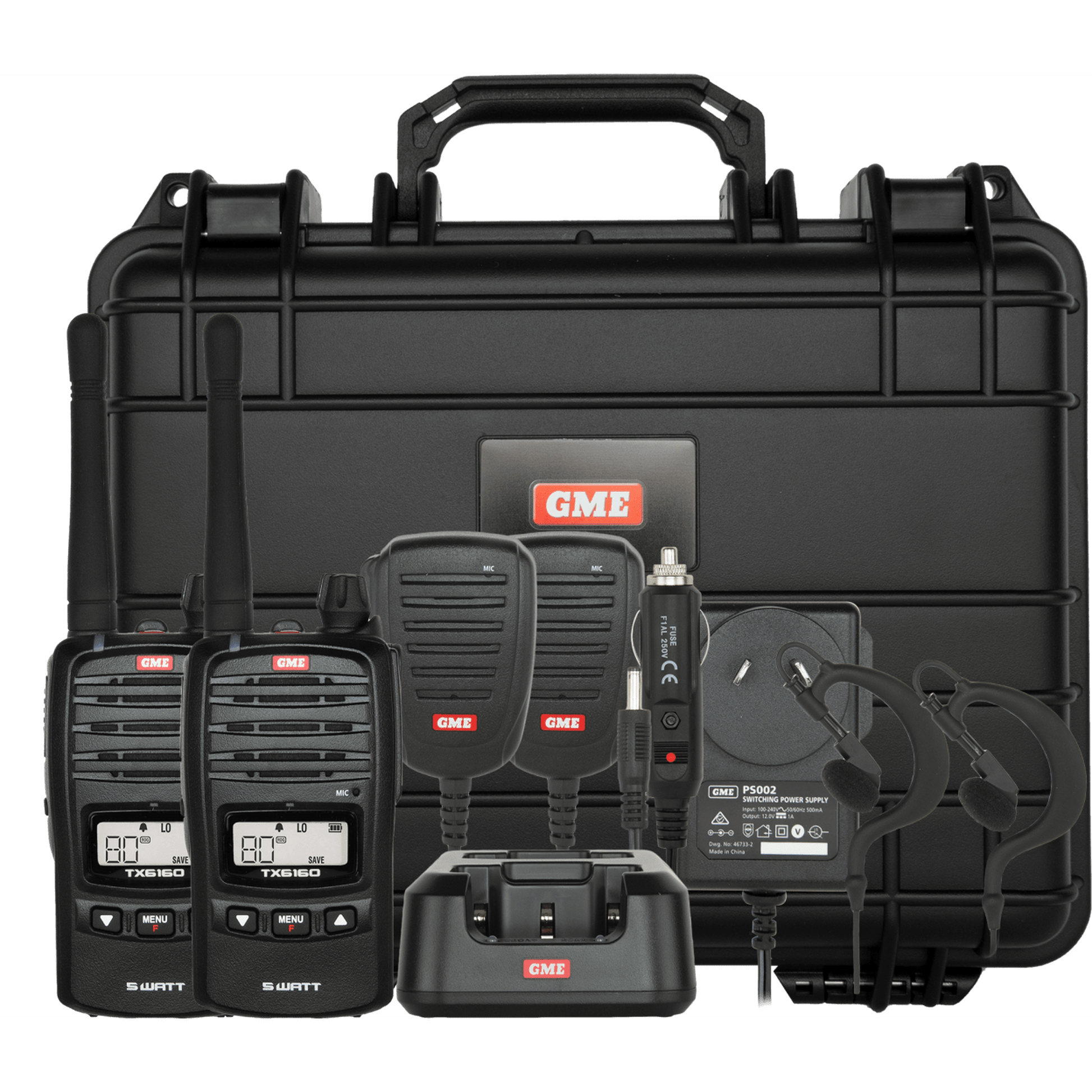 GME TX6160TP Professional 5W UHF CB Twin Handheld Radio Kit