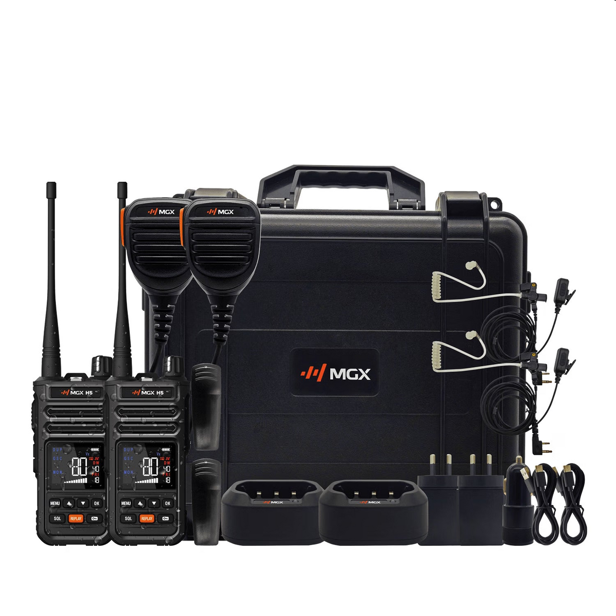 MGX H5 Tradie Pack Twin Handheld IP67 5W UHF CB Two Way Portable Radio Work Commercial LMR