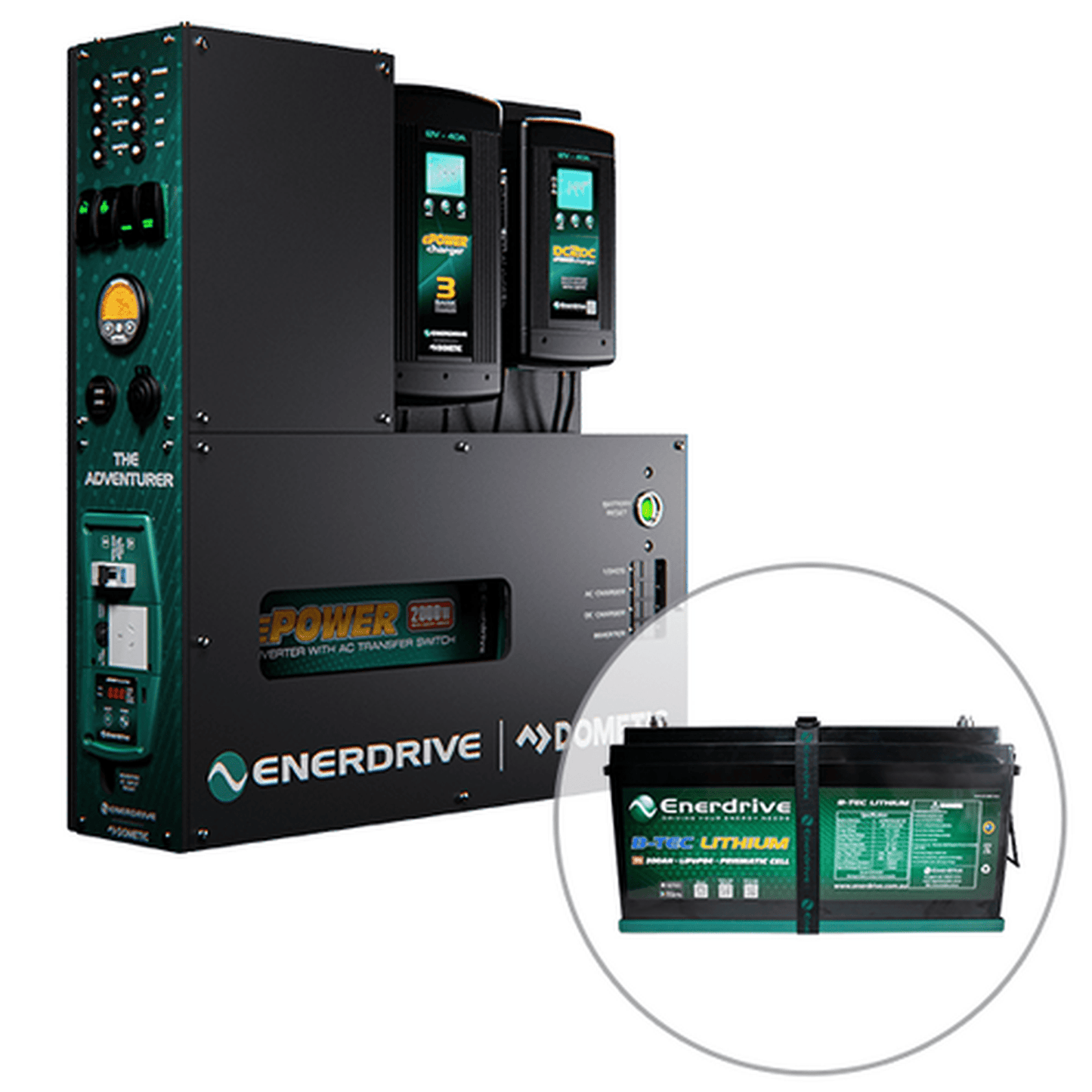 Enerdrive 4WD Canopy Adventurer System with 40A DC2DC, 40A AC Charger & 2000W Inverter (AC Transfer), With Lithium Battery