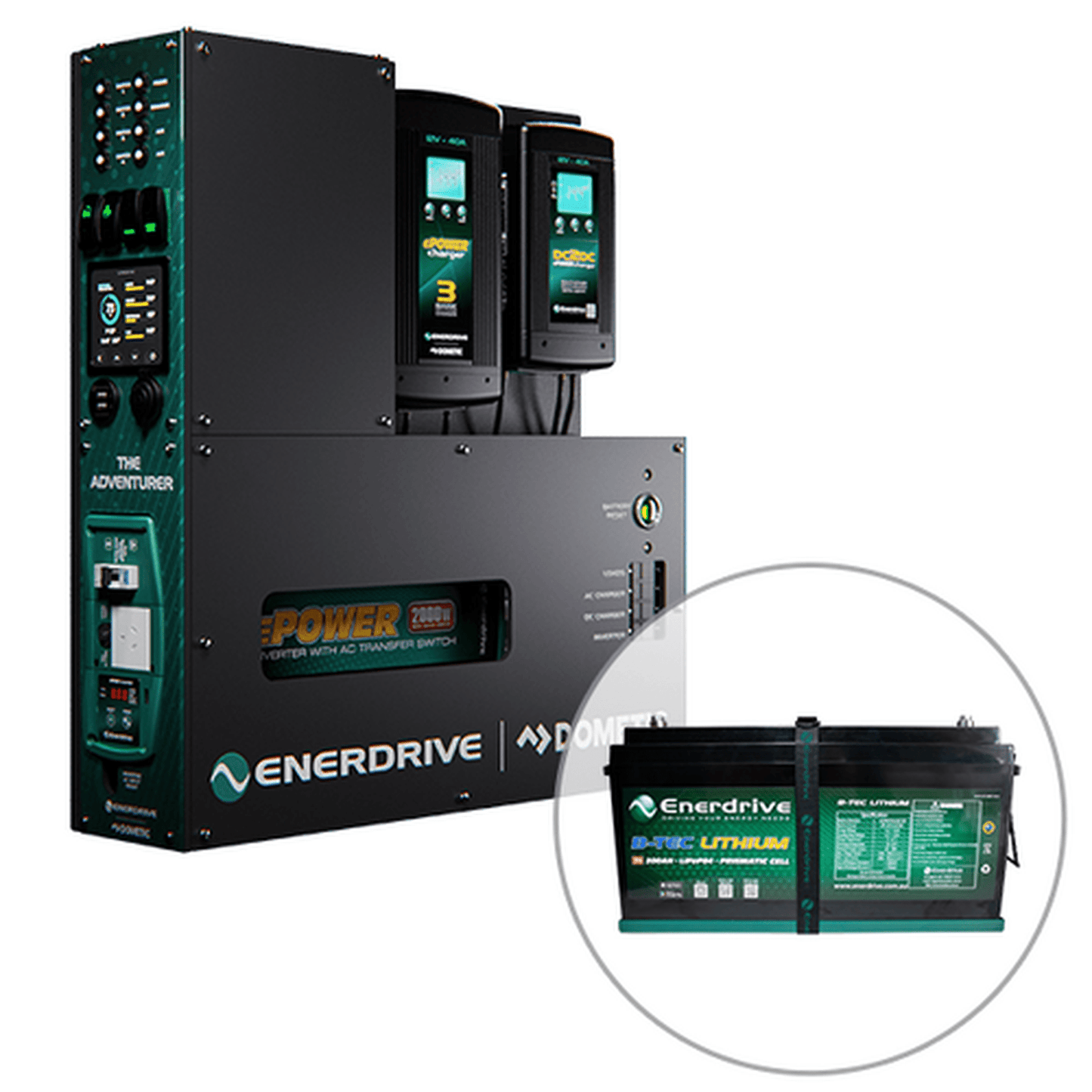 Enerdrive 4WD Canopy Adventurer System with 40A DC2DC, 40A AC Charger & 2000W Inverter (AC Transfer), With Lithium Battery