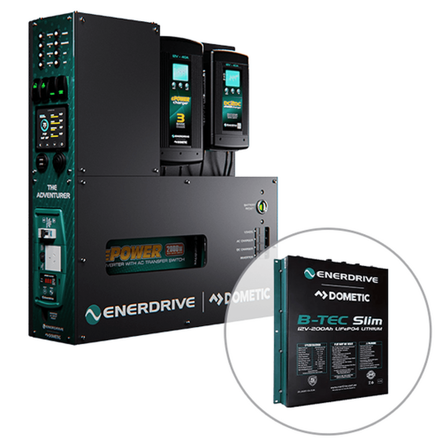 Enerdrive 4WD Canopy Adventurer System with 40A DC2DC, 40A AC Charger & 2000W Inverter (AC Transfer), With Lithium Battery