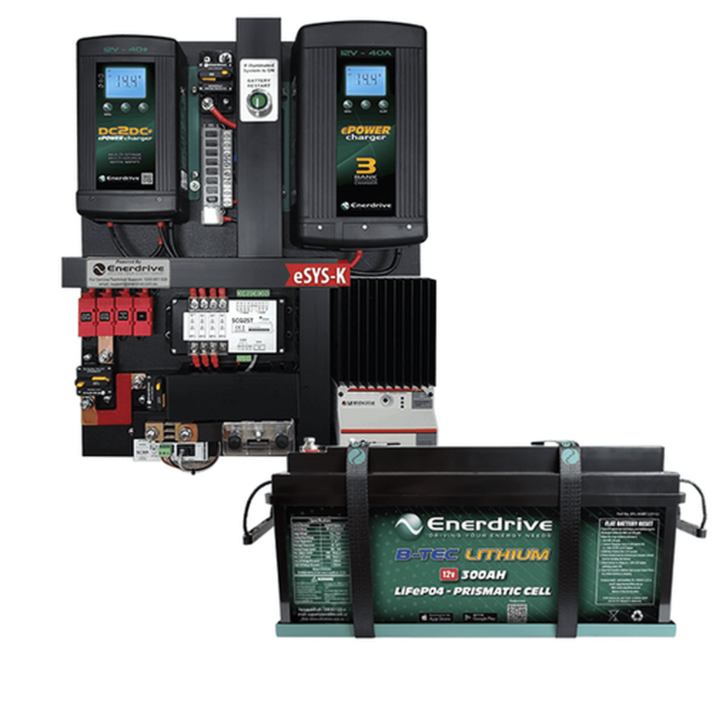 Enerdrive eSYSTEM-K 40A AC / DC with Simarine Battery Monitor & 45A MPPT