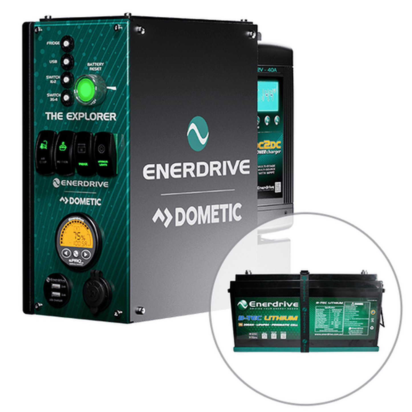 Enerdrive 4WD Canopy Explorer System with 40A DC2DC Charger, With Lithium Battery